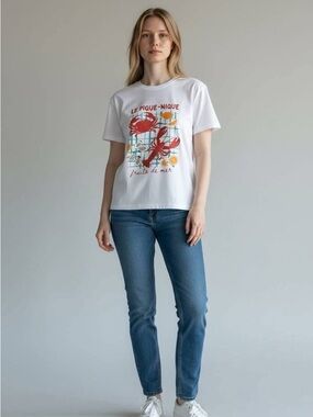 White Graphic 'Le Pique-Nique' Seafood Tee